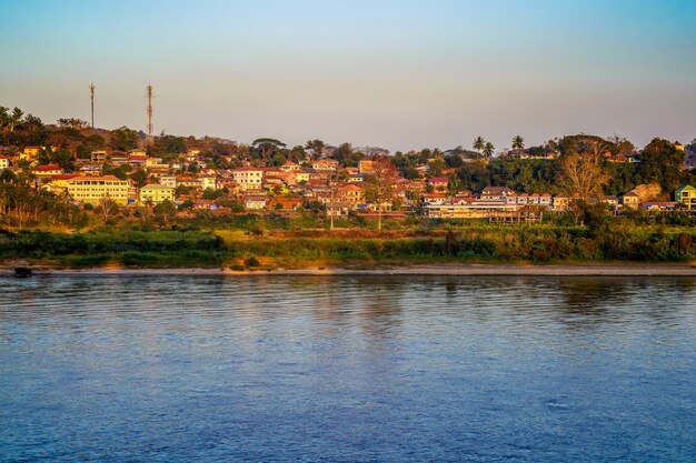 Local Laos Valley beside the Khong River on the difference step of land.