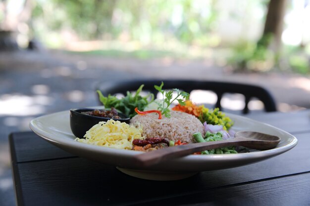 Local Thai food Rice Mixed with Shrimp paste