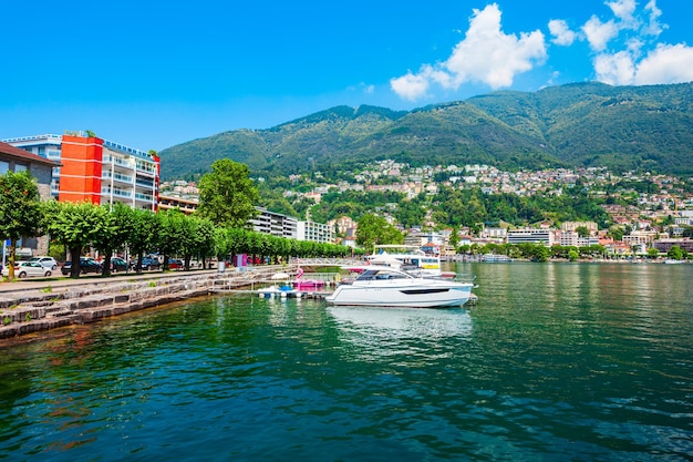 Locarno port with boats Switzerland