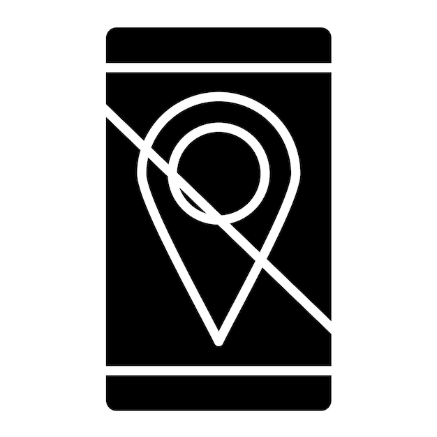 Photo location disable glyph solid black illustration