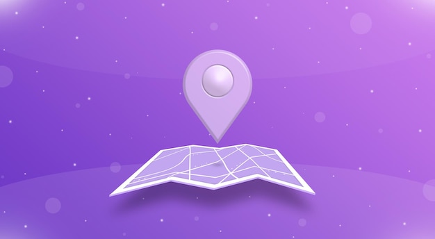 Location gps point above the open map 3d