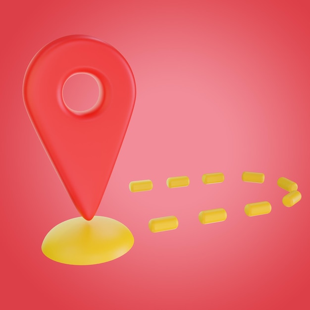 Location icon red 3D illustration