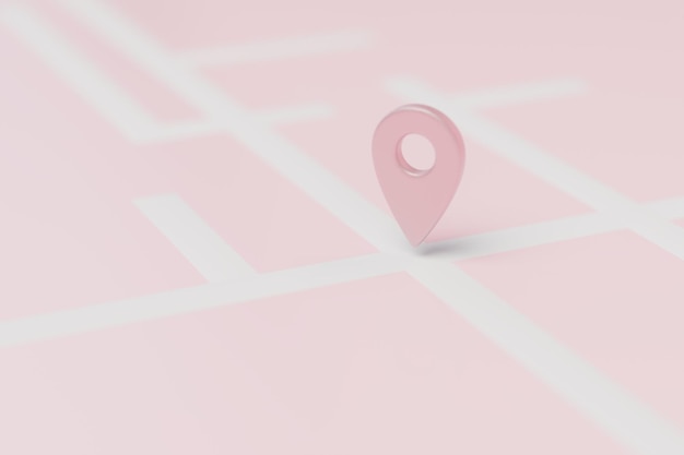 The location point of pastel color indicated on the map copy paste copy space 3D render