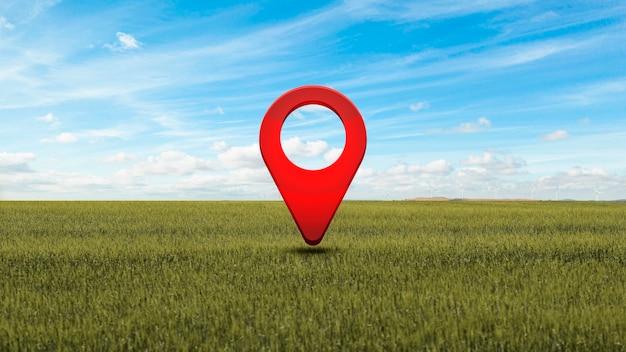 Location symbol with landscape background