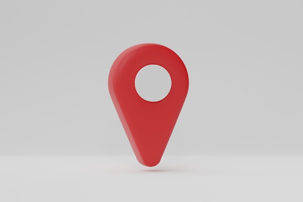 Locator mark of map and location pin or navigation icon sign on white background 3D rendering