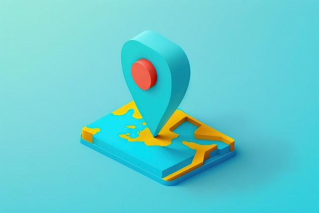 Locator mark of tmap and location pin or navigation icon sign on blue background with search concept