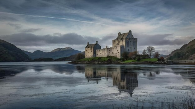 Photo loch duich surrounding eilean donan castle in scotland