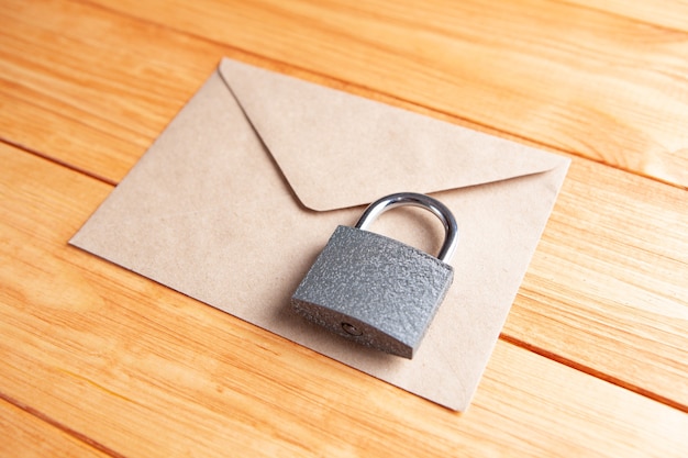 Lock and envelope for letter