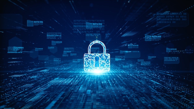 デジタルデータのサイバーセキュリティのためのロックアイコン