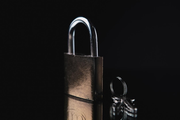 Lock and keys on a dark background