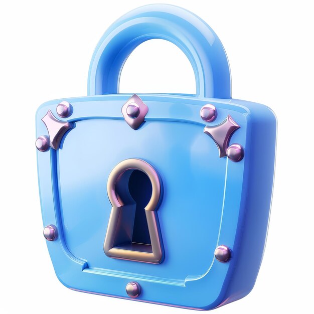 Lock or padlock Security privacy encryption protection security concept 3D modern icon Minimal cartoon style