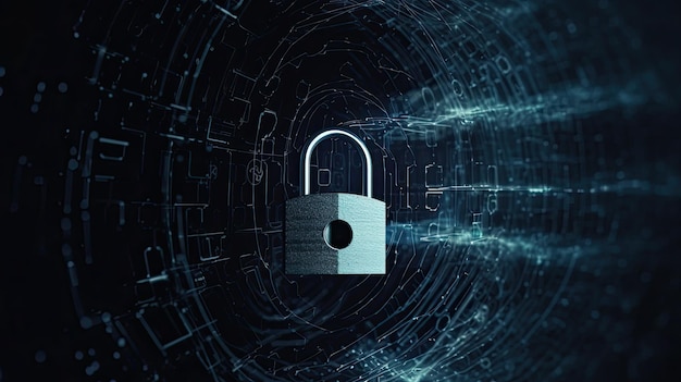 A lock in a tunnel with a blue background