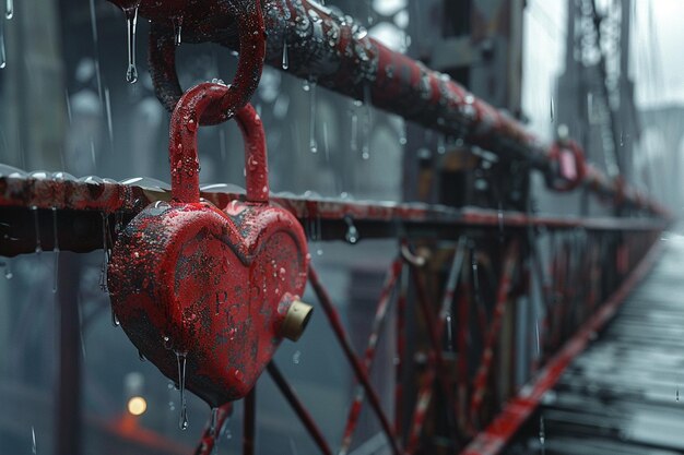 Photo a lock with the heart on it is attached to a large red heart