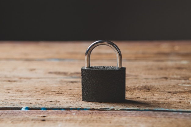 Lock on a wooden table