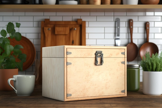 Lockable wooden kitchen box