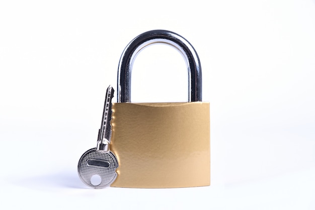 Locked Golden Padlock with keys