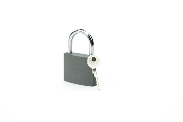 Photo locked padlock and key - symbol of security, personal data protection