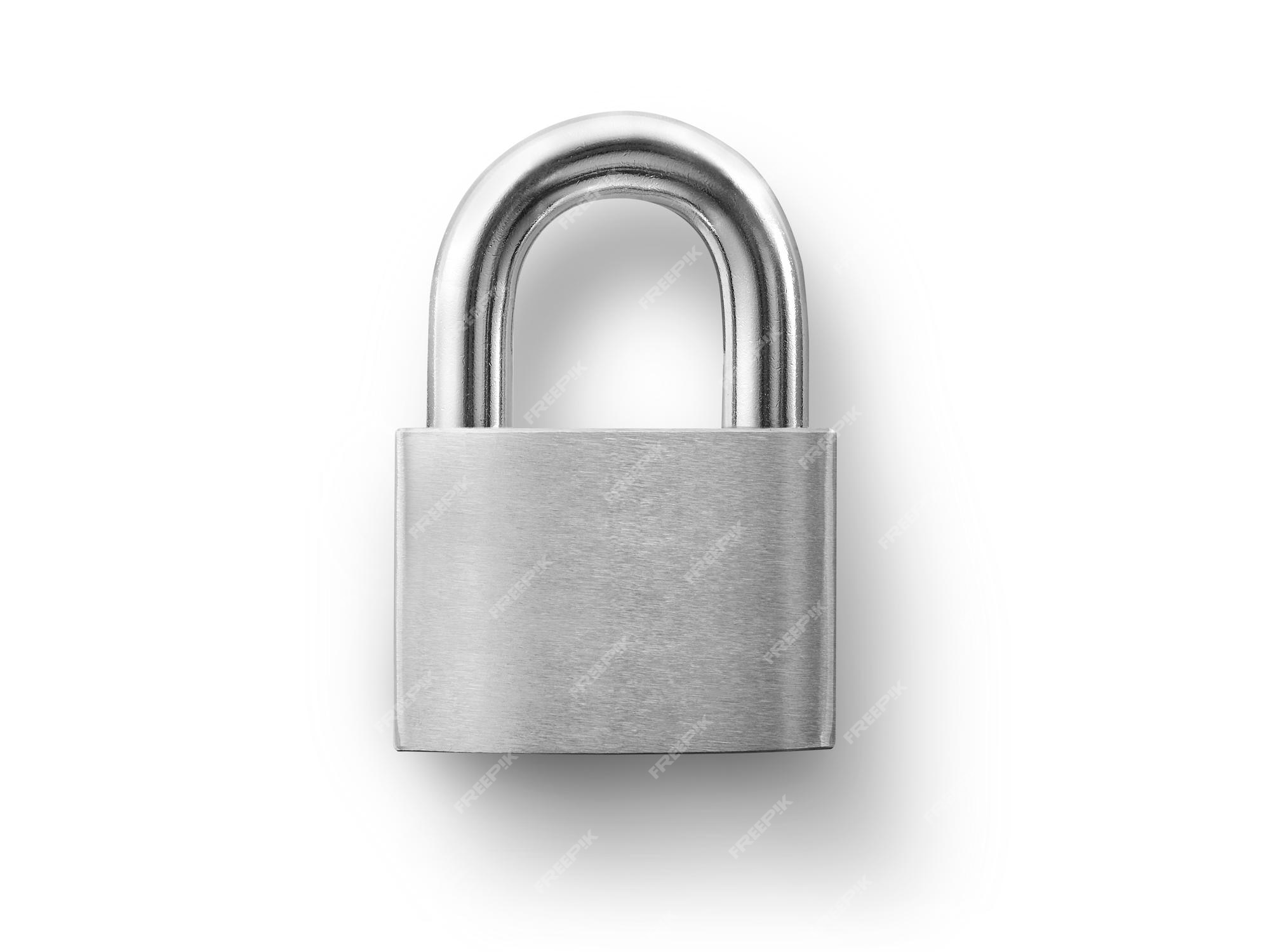 Premium Photo  Locked silver padlock on a white background