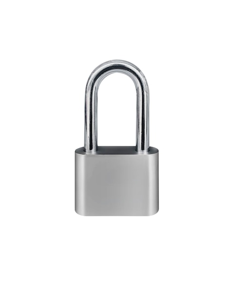 Locked Silver Padlock on a white background