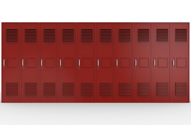 Lockers COLOR primary secondary school in a row image 3d illustration