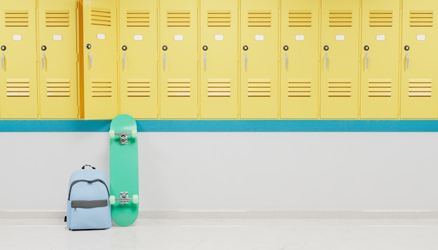 lockers in the hallway of a school