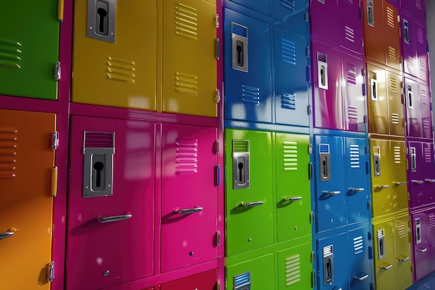 Photo lockers with colorful locks background picture school