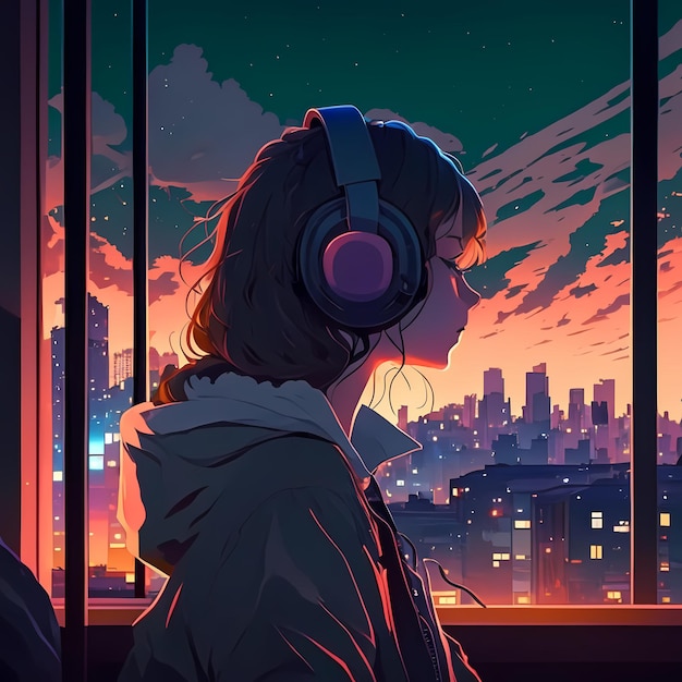 lofi anime girl illustration