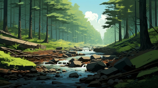 Lofi Illustration Of Cuyahoga Valley National Park Landscape