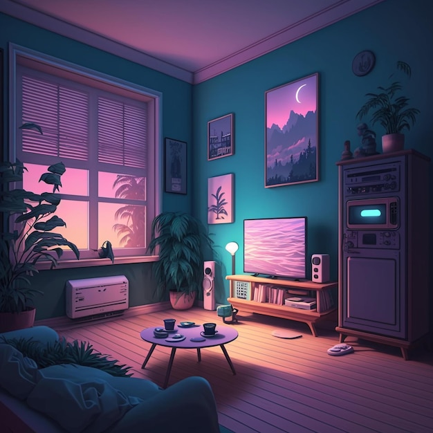 Living Room Penthouse Night  Visual Novel BG by TamagochiKun on DeviantArt