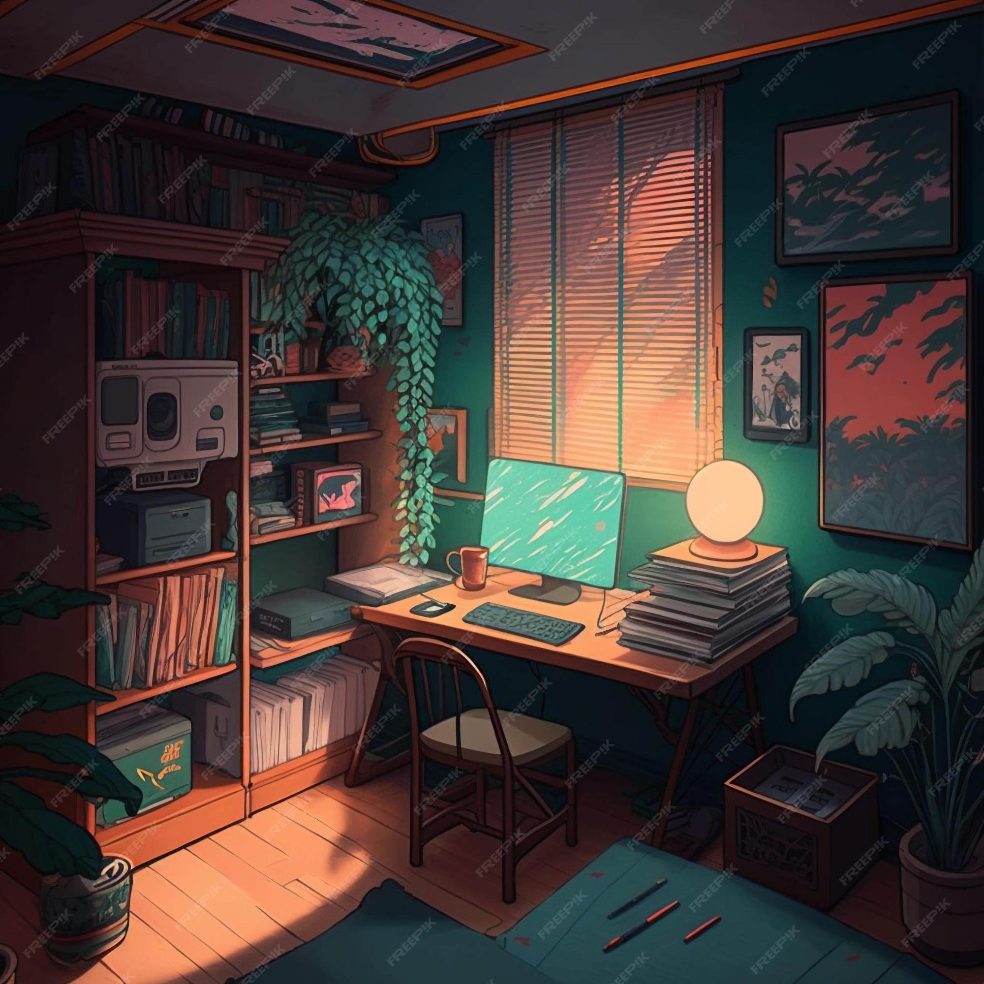 Premium AI Image | Lofi office study room interior design with window ...