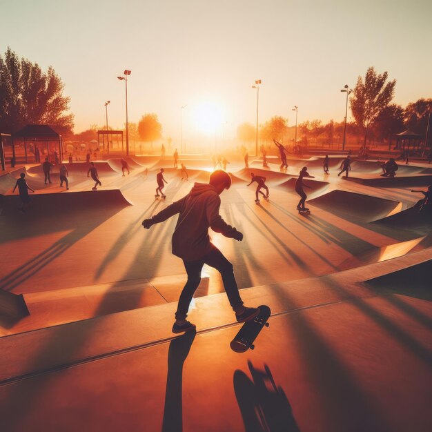 Foto lofi skater park zonsondergang sessie