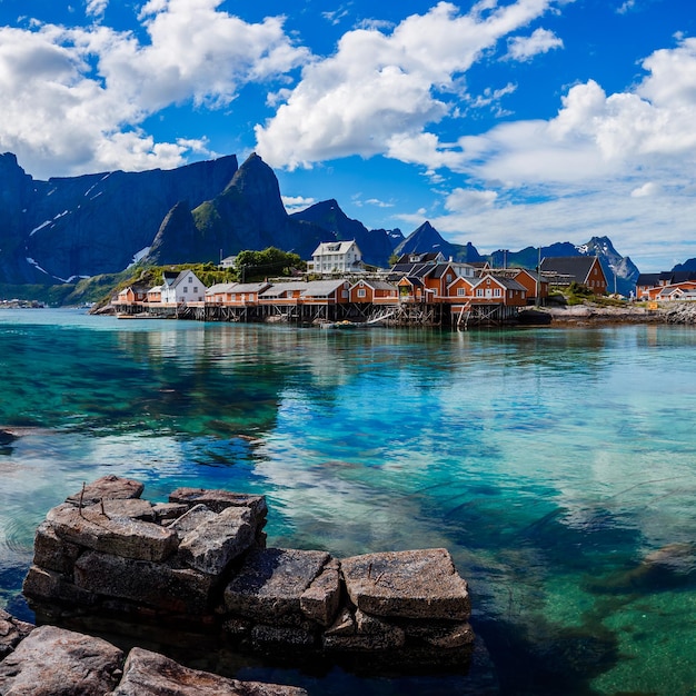 Lofoten is an archipelago in the county of Nordland, Norway. Is known for a distinctive scenery with dramatic mountains and peaks, open sea and sheltered bays, beaches and untouched lands.