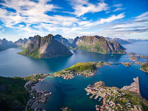 Lofoten islands is an archipelago in the county of Nordland, Norway. Is known for a distinctive scenery with dramatic mountains and peaks, open sea and sheltered bays, beaches and untouched lands.