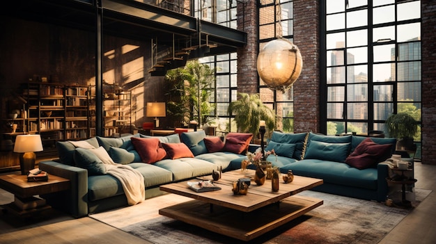 loft apartment with industrial elements