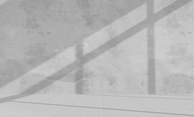 the loft atmospheric white plaster wall white plaster has a shadow from the sunlight covering square tile floor 3d rendering