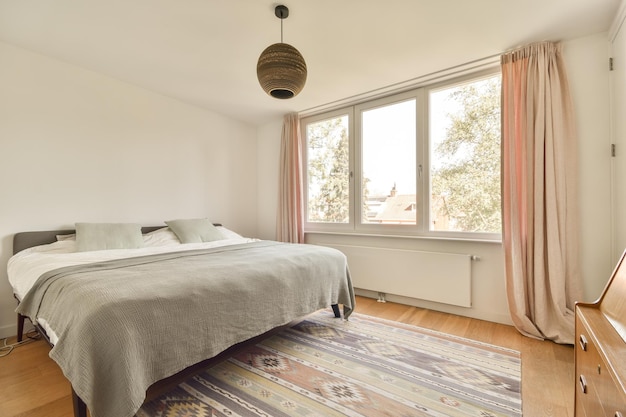 Loft bedroom with wooden floor