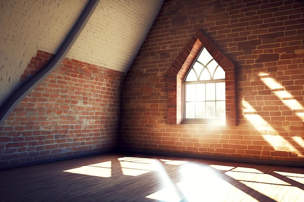 Photo loft empty yoga studio with brick walls for training