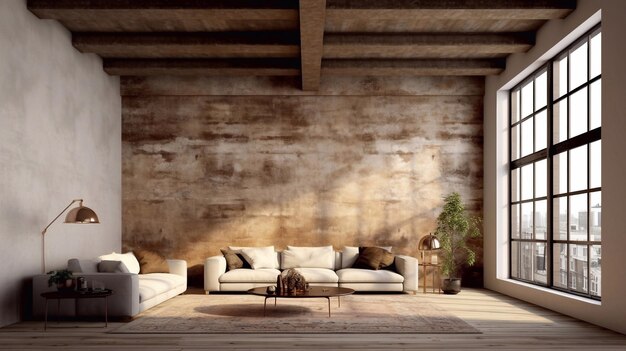 Loft in de woonkamer in industriële stijl