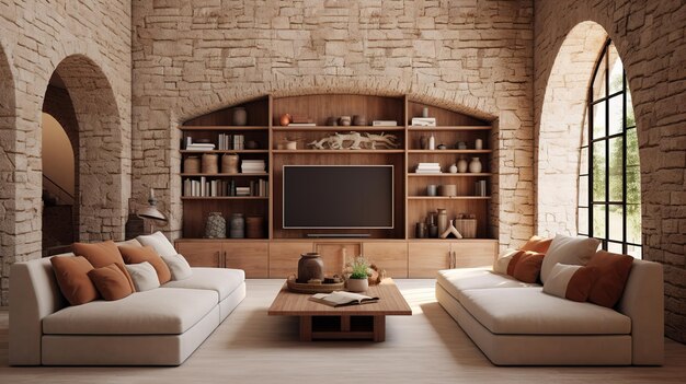 Loft interior design of modern living room with tv