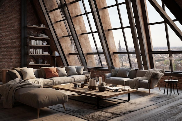 Loft living room interior design