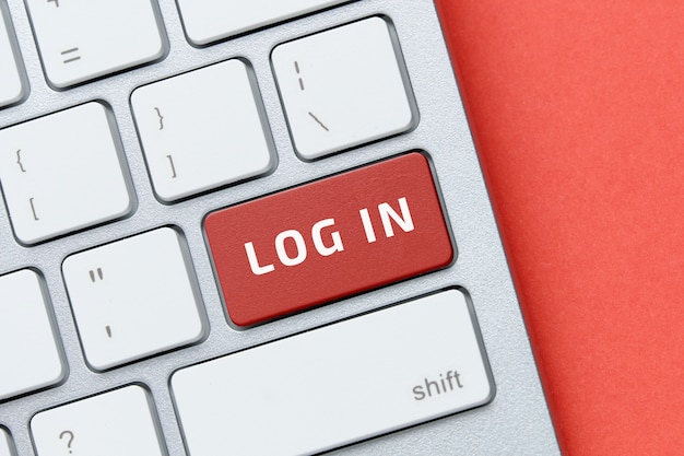 Photo log in concept on keyboard button