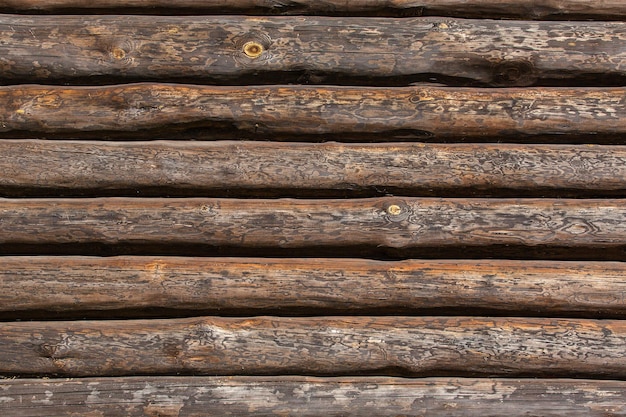 Log muur van houten blokhuis huis close-up