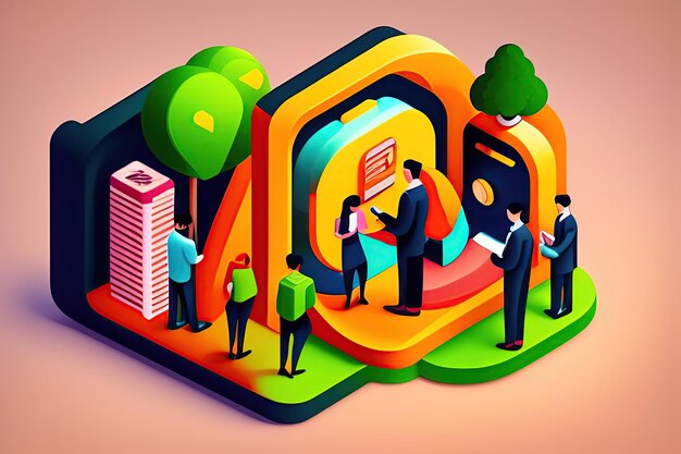 Log in people Isometric vector illustration