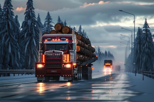 Logging truck on the highway