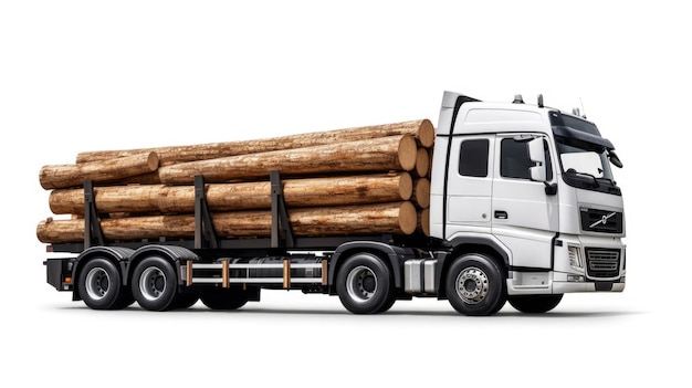 Logging truck isolated on white background Generative AI