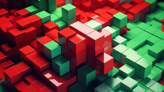 Logic game cubic mosaic structure isometric wallpaper Generative Ai