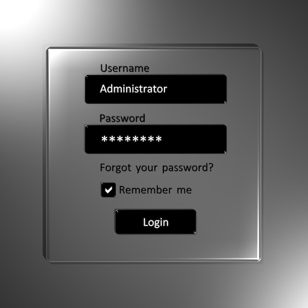 Login form on digital screen