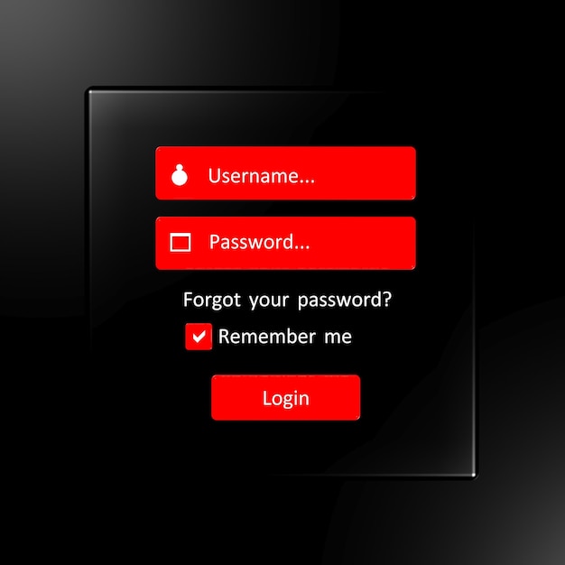 Login form on digital screen