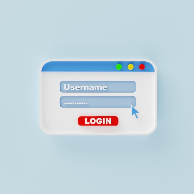 Login Username and password user interface popup window on blue background