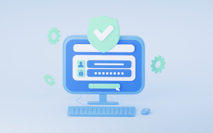 Photo login with a password on the computer the concept of protection and security